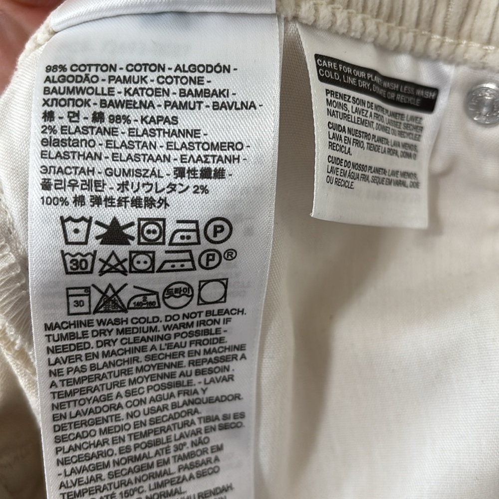 Levi’s Ribcage Straight Ankle High Rise Corduroy Pant Cream Size 28 - Picture 12 of 12